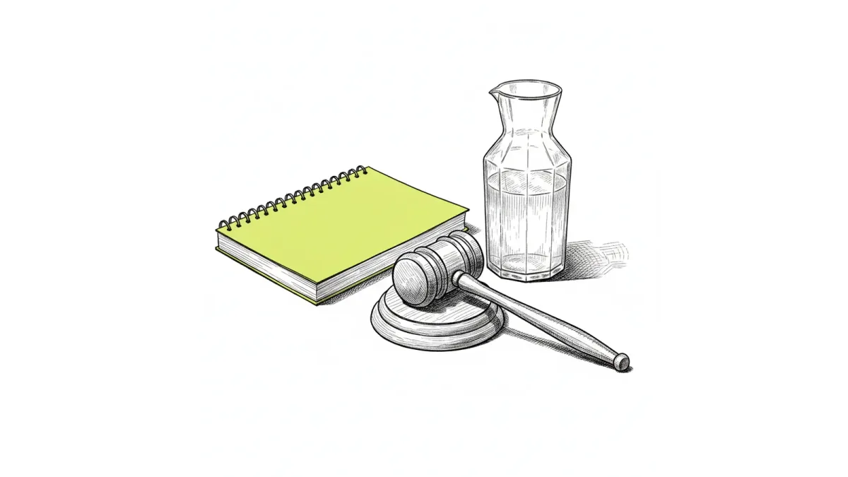 A bound council meeting packet beside a gavel