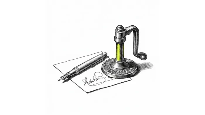A cryptographic seal forming over a translucent document