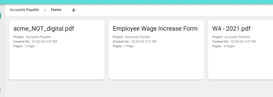 Forms and form templates screen