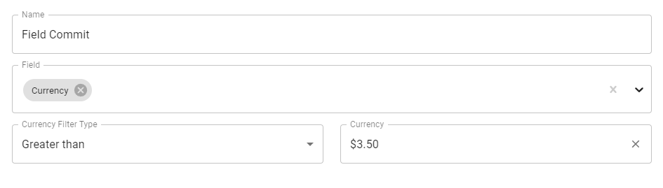 Currency Field Commit Options