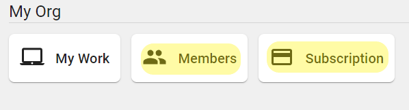 Members and Subscription buttons